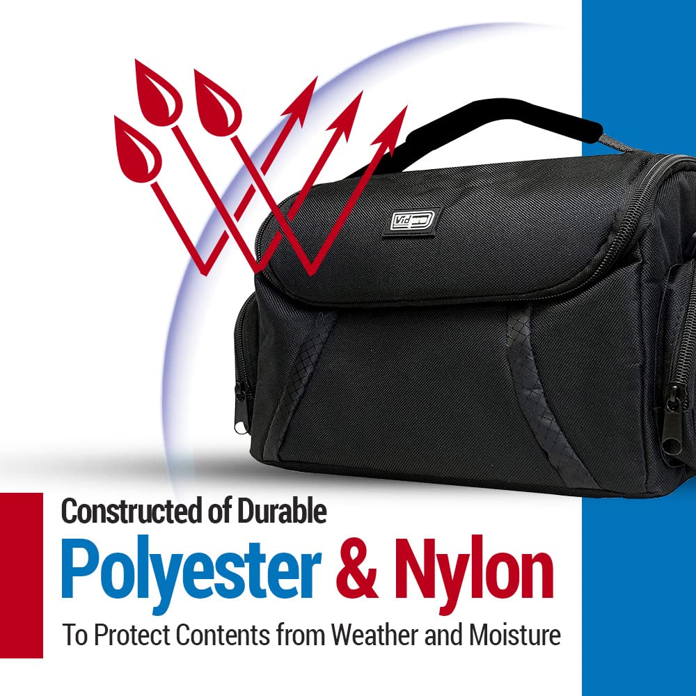 Vidpro DSLR and Video Camera Gadget Bag - Large Protective Case Includes Padded Dividers Handle and Shoulder Strap Compatible with Most Camera Brands