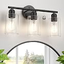 Espird Bathroom Vanity Light Fixtures Matte Black Bathroom Lighting Fixture, 3 Lights Bathroom Light Fixture Over Mirror, Modern Black Vanity Light