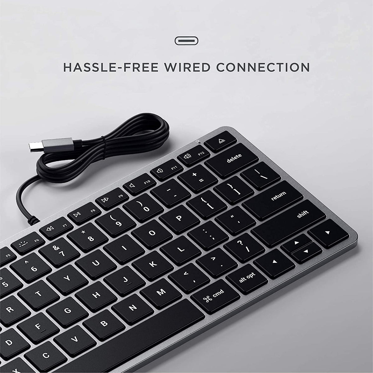 Satechi Slim W1 Wired Keyboard, Backlit Illuminated Keys, USB-C Connection