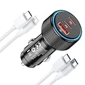 USB C Car Charger, 3-Port 66W Dual USB-C & USB-A Car Power Adapter with Fast Charging for iPhone 15/14/13, Samsung, Google Pixel, MacBook Pro and More