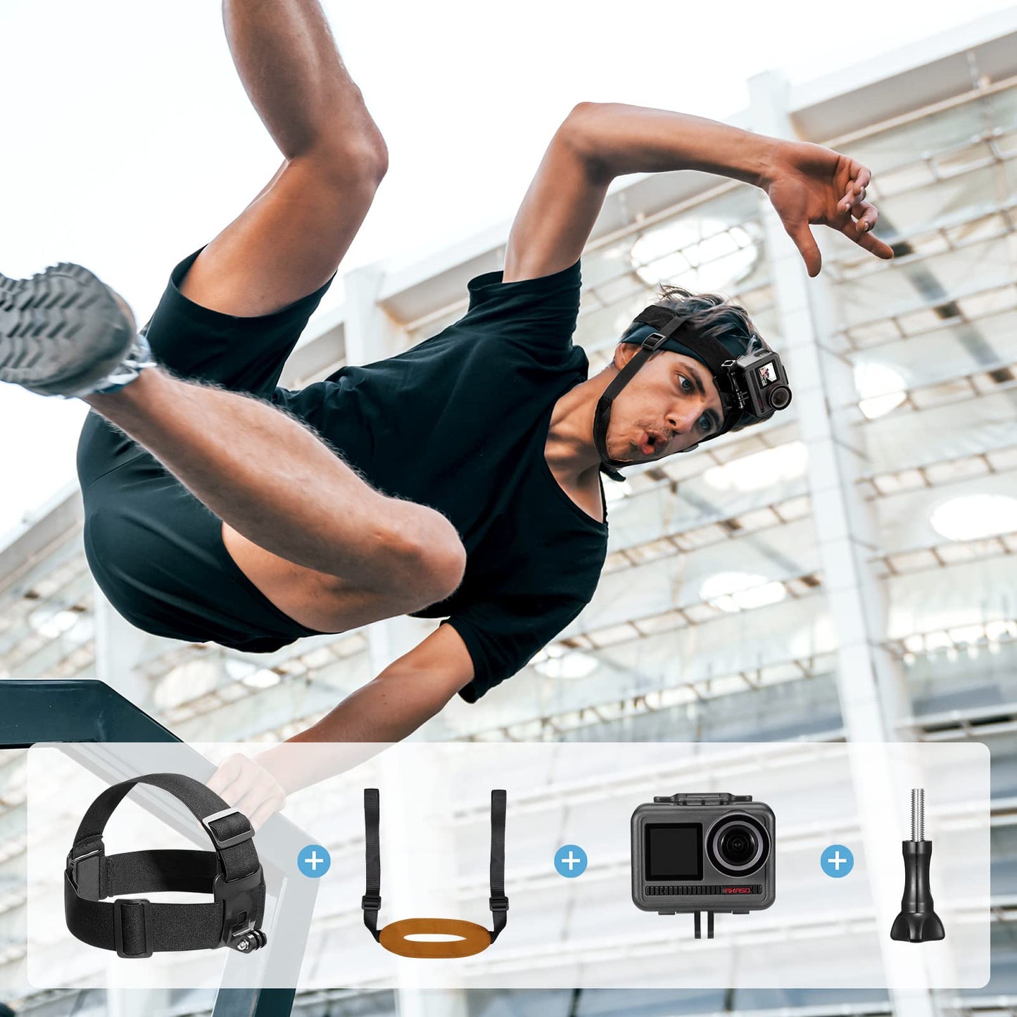 AKASO Action Camera Parkour Kit Compatible with AKASO EK7000/EK7000 Pro/Brave 4/Brave 4 Pro/Brave 7 LE/Brave 7/Brave 8/V50X/V50 Pro/V50 Elite/GoPro