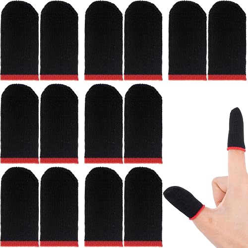 VARMDUKKE 14 Pcs Gaming Finger Sleeves, Sweat-Proof Thumb Gloves for Mobile Gaming, Ultra-Thin Finger Gloves with Silver Fiber for Touchscreen Devices