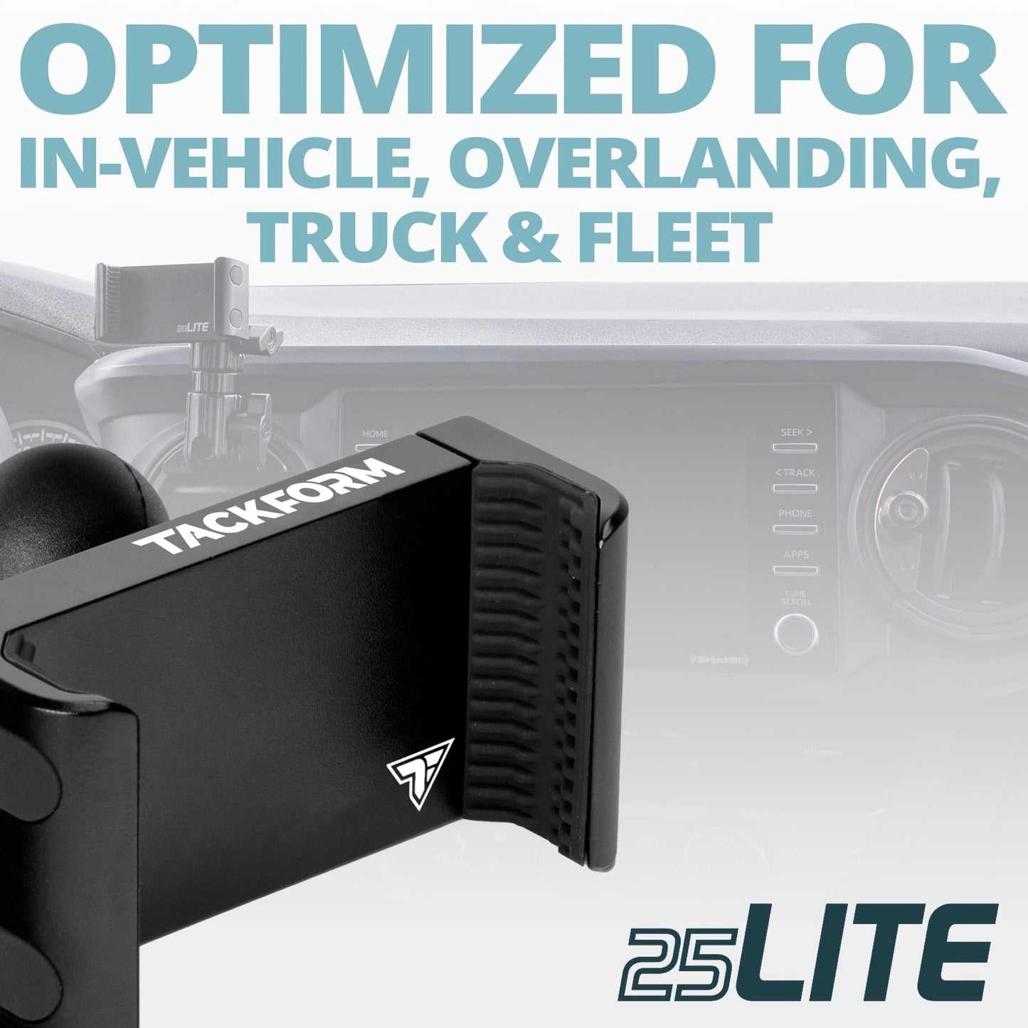 Tackform Enduro 25LITE Phone Holder - Spring Tension Optimized for in Vehicle Use, Truck and Fleet, Rock Crawling | 1" / B-Sized / 25.4mm Rubber Ball