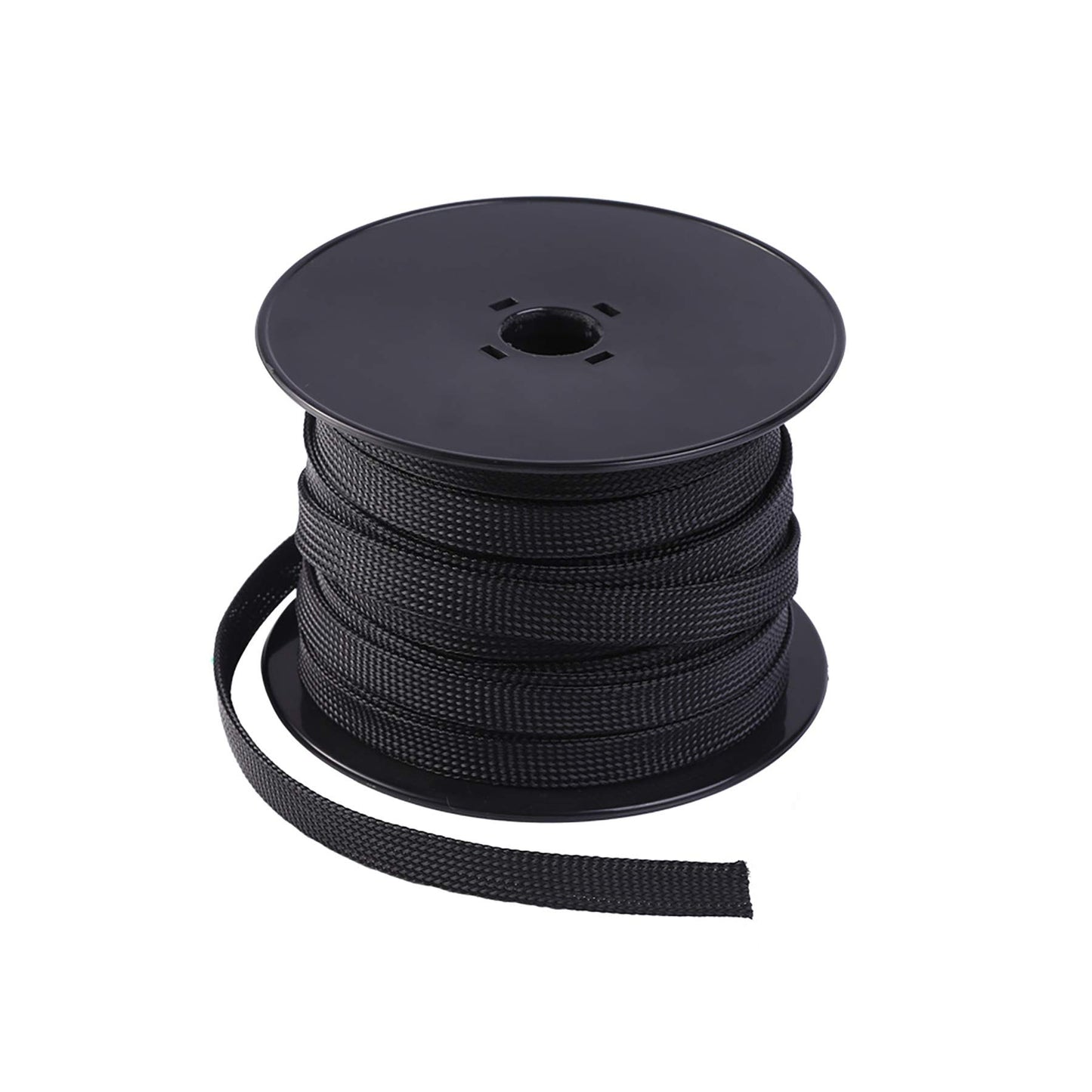Keco 100ft - 1/4 inch PET Braided Expandable Cable Sleeve - Wire Sleeving for Audio Video and Other Home Device Cable Automotive Wire - Black