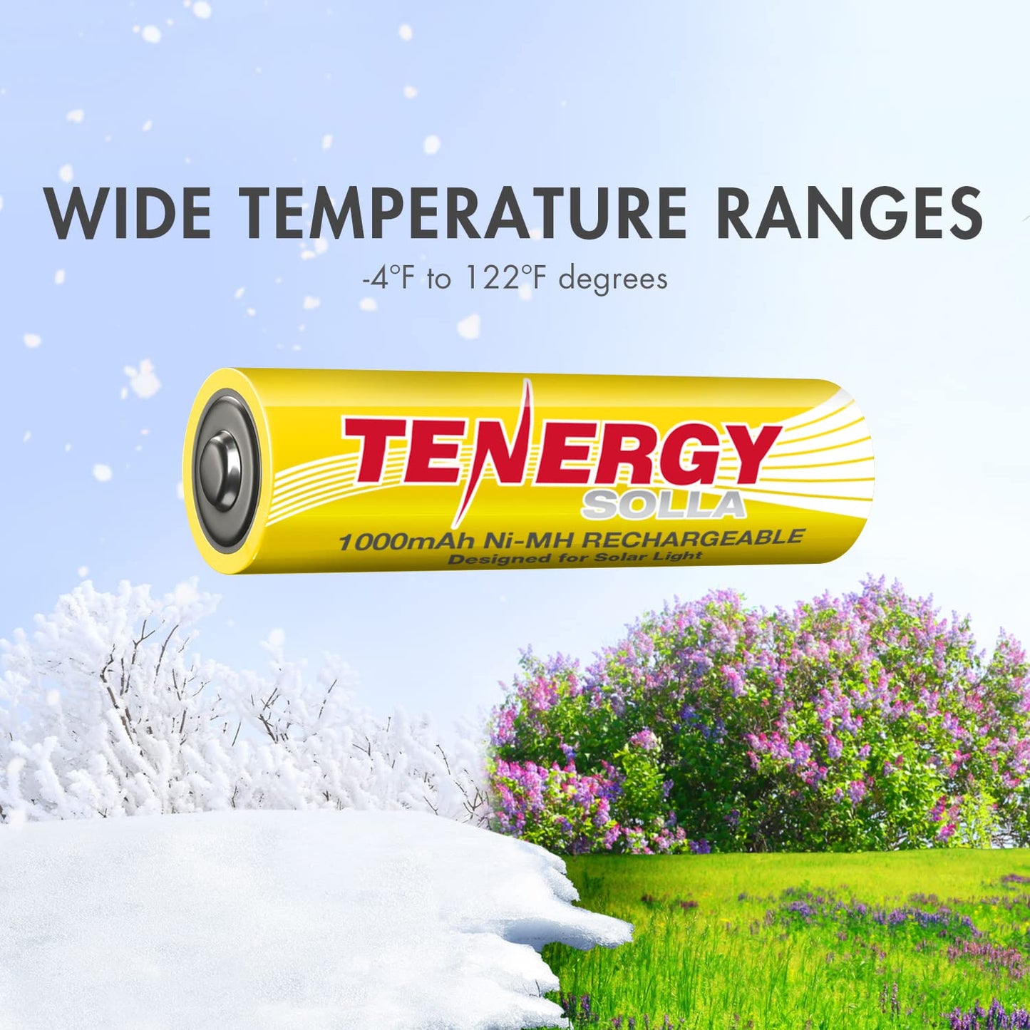 Tenergy Solla Rechargeable NiMH AA Battery, 1000mAh Solar Batteries for Solar Garden Lights, Anti-Leak, Outdoor Durability, 5+ Years Performance, 12…