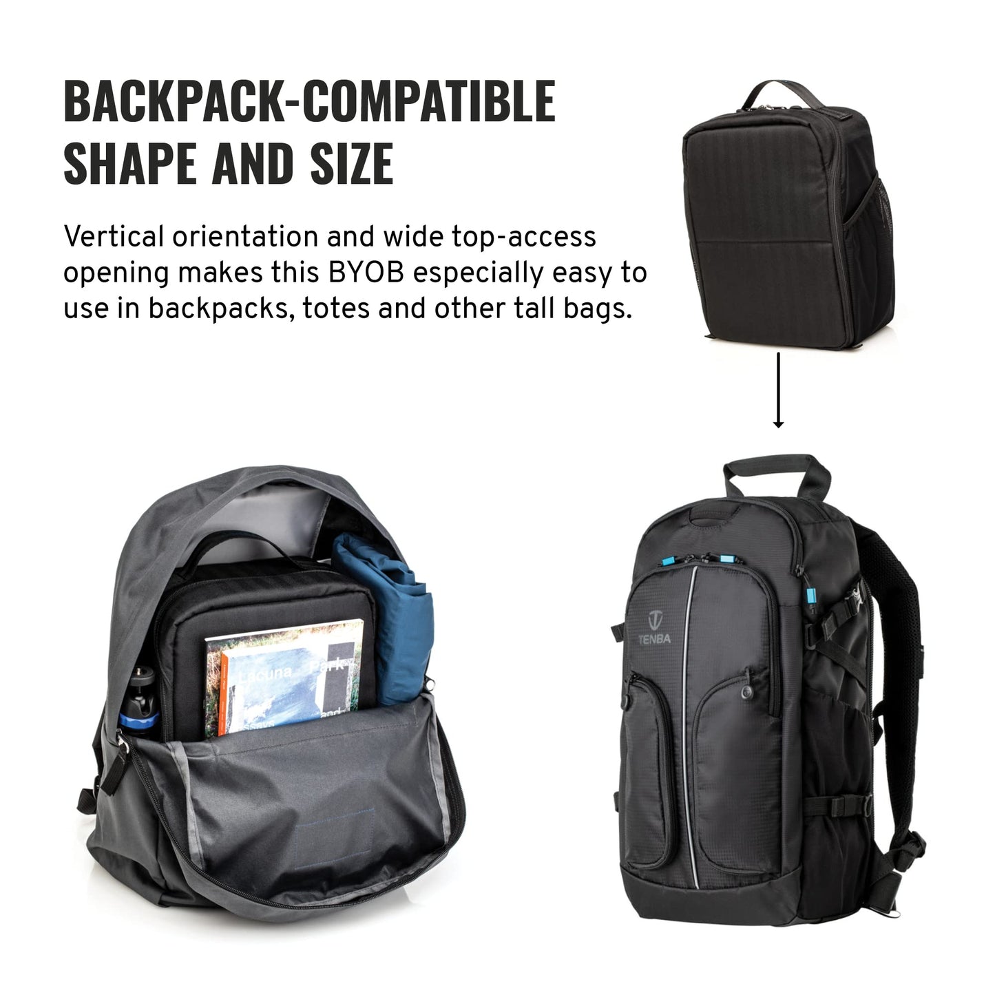 Tenba BYOB 10 DSLR Backpack Insert - Turns any bag into a camera bag for DSLR and Mirrorless cameras and lenses - Black (636-624)