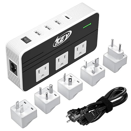 Key Power 230-Watt Step Down 220V to 110V Voltage Converter & International Travel Adapter/Power Converter with USB-C Port 18W - [Use for USA…