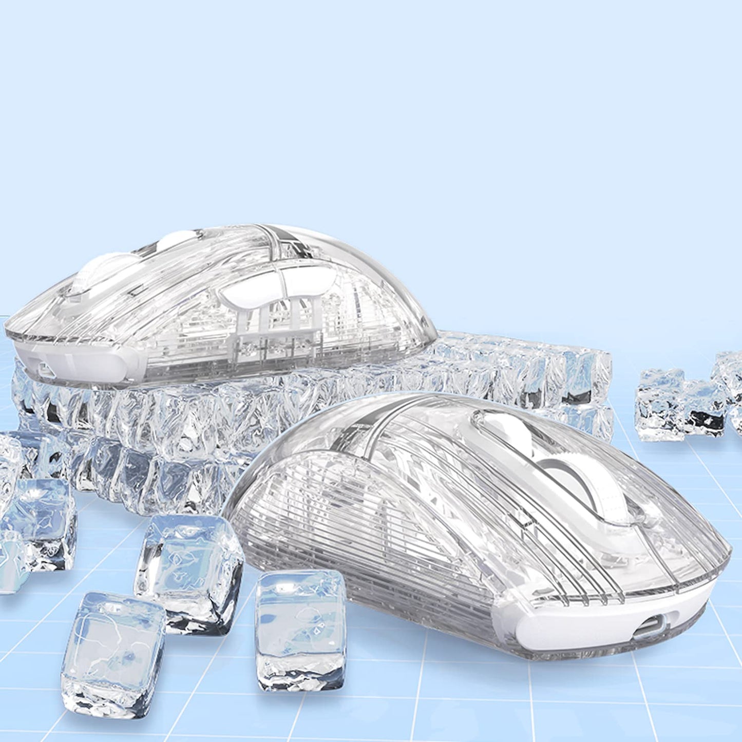 Wireless Gaming Mouse PC Transparent Shell Computer Mice with Dual mode BT5.0/2.4G,PixArt Chip 3D RGB Lighting,Ergonomic 7 Buttons,Rechargeable Mute