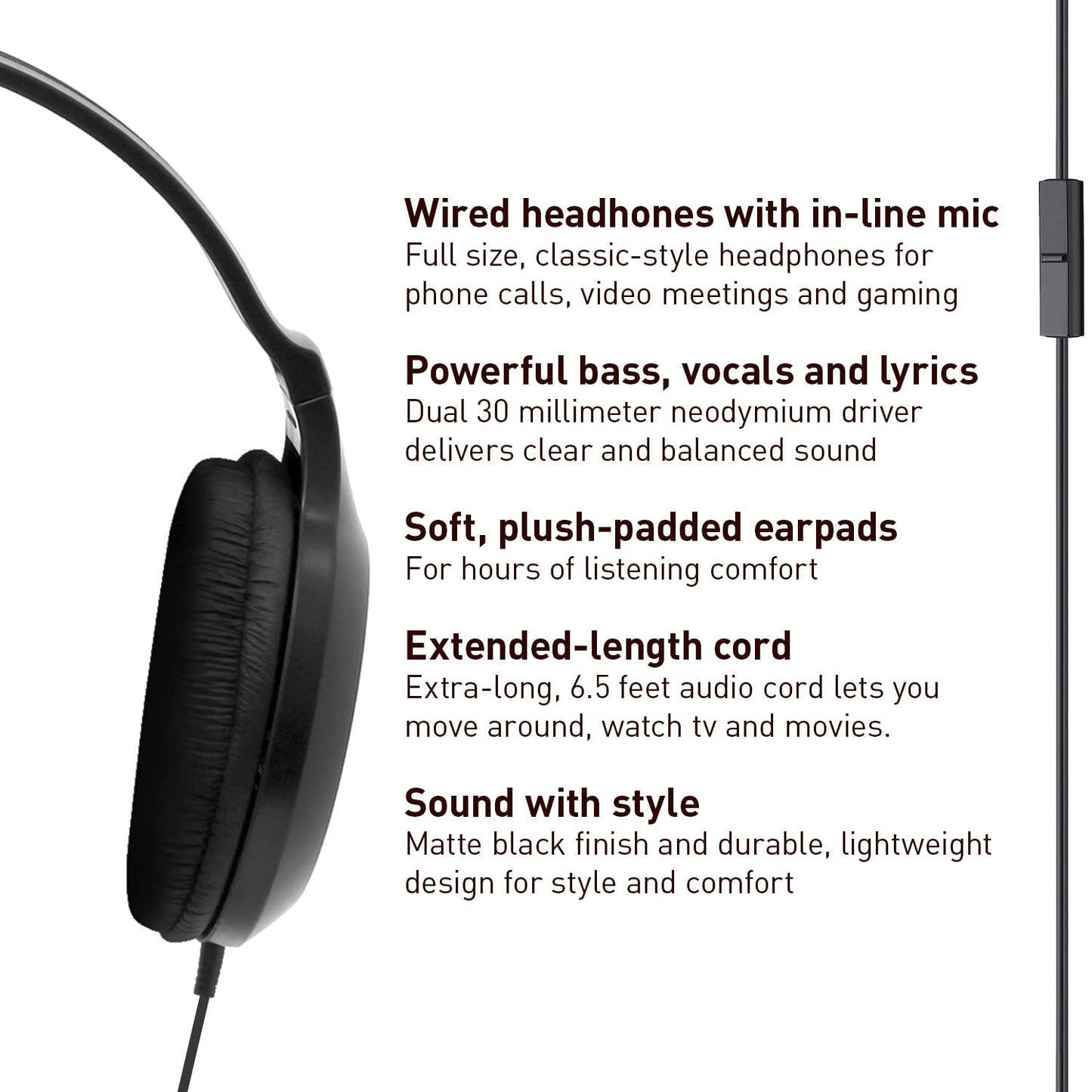 Panasonic Lightweight Over The Ear Wired Headphones with Microphone, Sound and XBS for Extra Bass, Long Cord, 3.5mm Jack for Phones and Laptops…