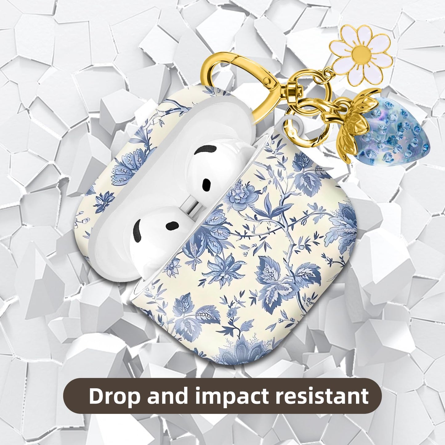 Compatible with AirPod 4,2024, The Full-Protection Shockproof Wireless Earphone case Comes with a Cute and Beautiful Strawberry Keychain Pendant