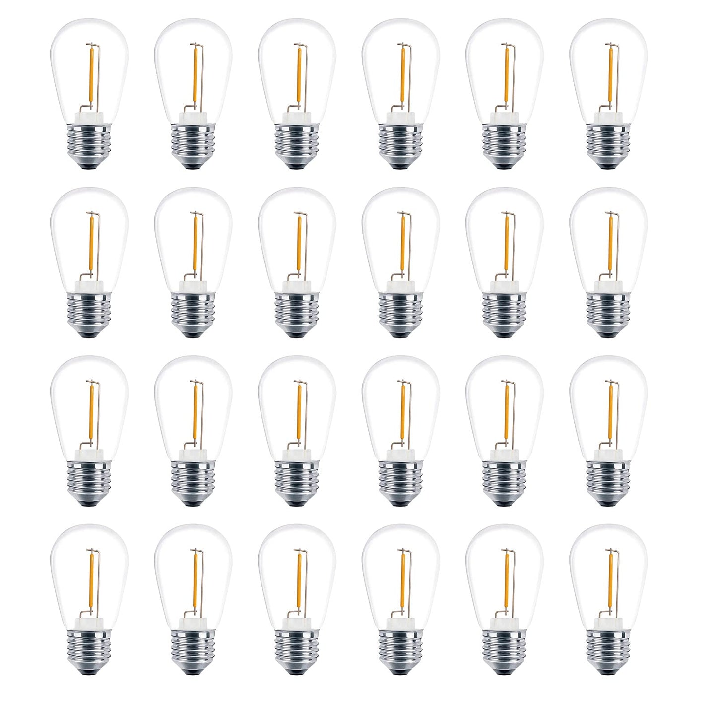 Meconard 24 Pack LED S14 Replacement Light Bulbs, Shatterproof Outdoor 1 Watt to Replace 11Watts String Incandescent Bulb, E26 Regular Medium Screw