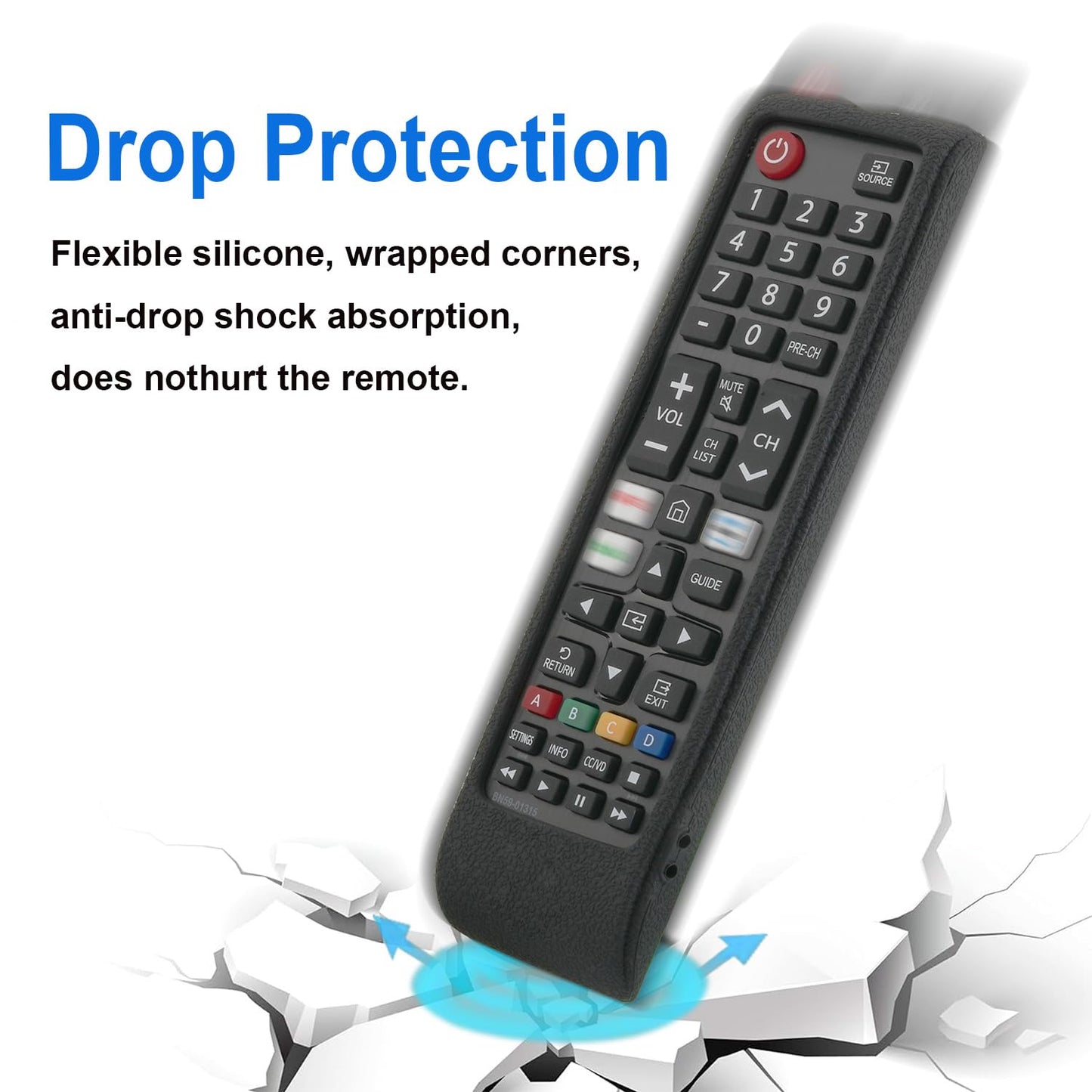 JCMOYUTY BN59-01315J Remote Cover for EONCHARM eoncharm Samsung BN5901315J AA59-00817A TV Silicone Remote Case, Black Sleeve