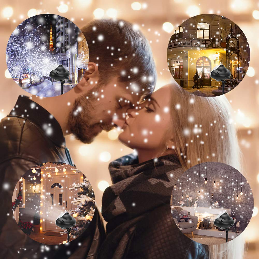 Christmas Snowfall Projector Lights,FLEVO Waterproof Snowfall LED Light Projector,Outdoor Indoor Snow Lighting Projector with Dynamic Snow Effect