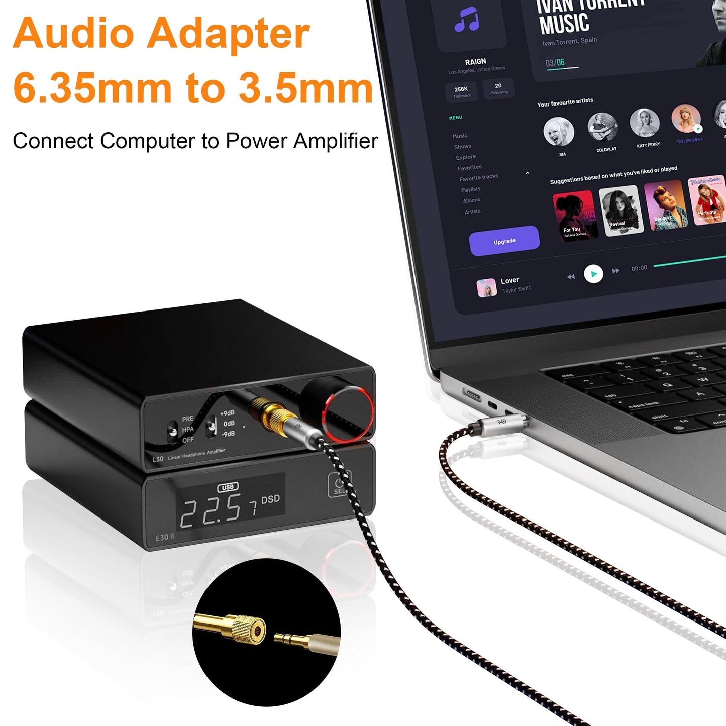 HOYAWU 5-Pack 6.35mm to 3.5mm Adapter, Gold Plated 1/4 Male to 1/8 Female Headphone Adapter, Stereo Audio Jack Converter for Guitar, Amplifier