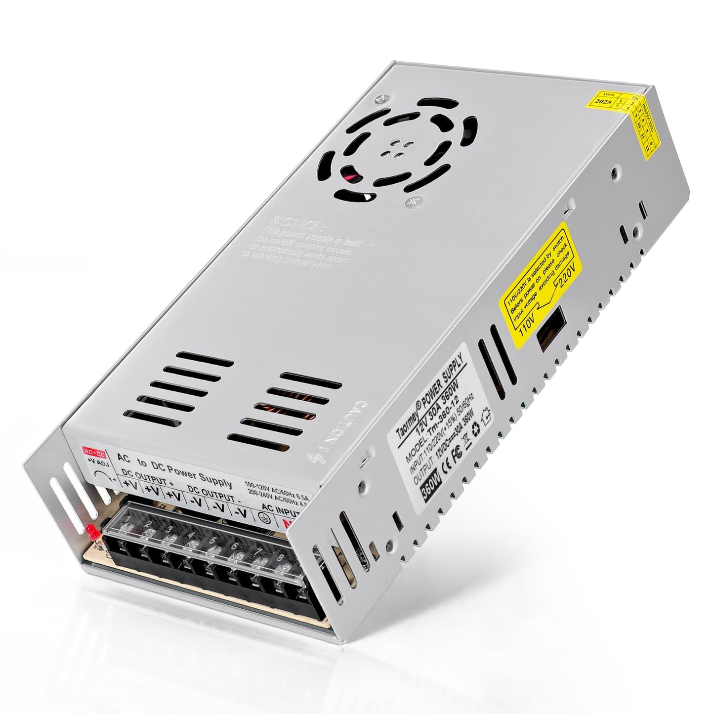 Taormey 12V 30A 360W Switching Power Supply, AC 110V/220V to DC 12V 30A Converter Universal Regulated Transformer Driver Adapter for LED Strips, CCTV…