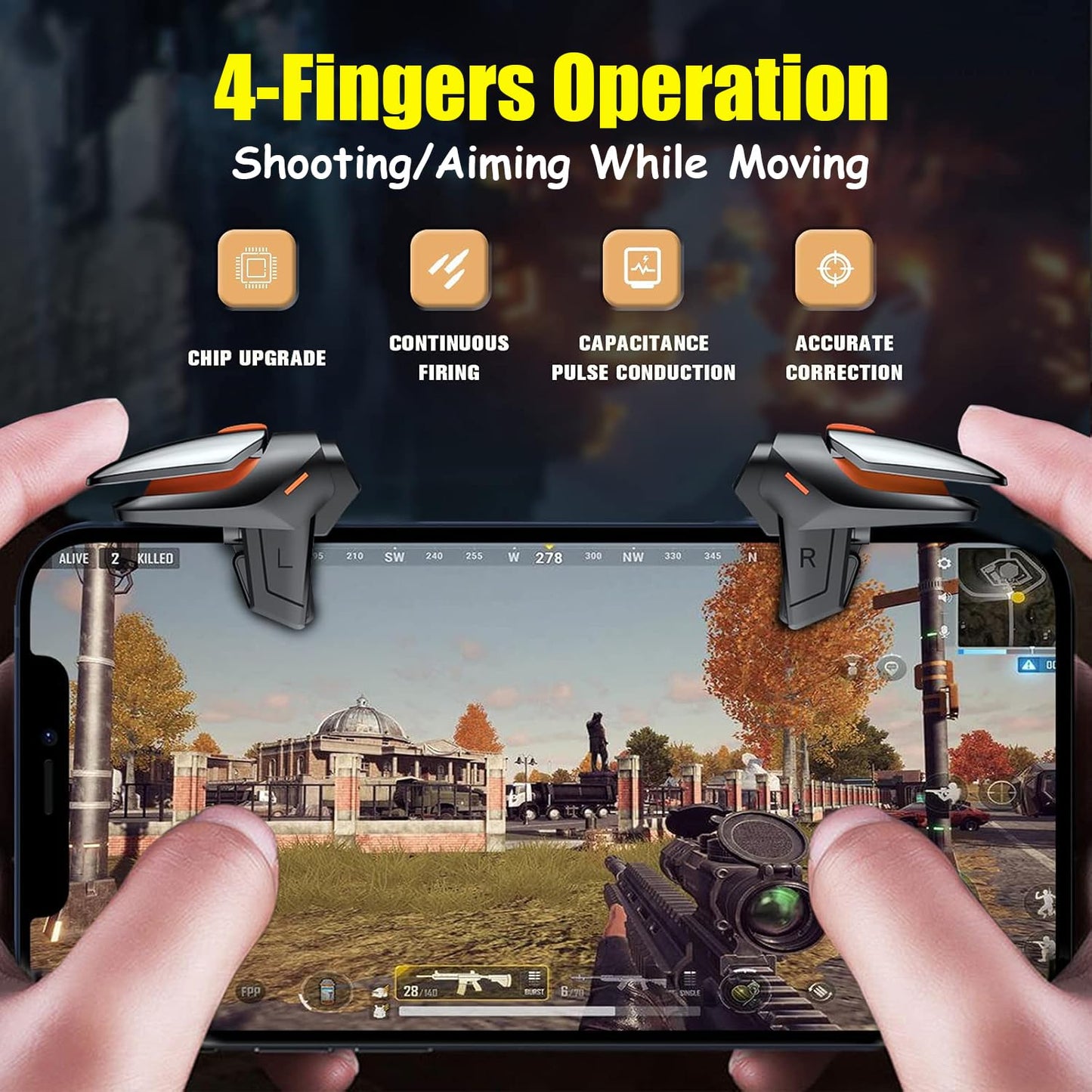 Mikirini 13 in 1 Mobile Phone Game Controller for iPhones & Android Phones, 2 Gaming Triggers Cell Phone Gaming Triggers compatible with PUBG
