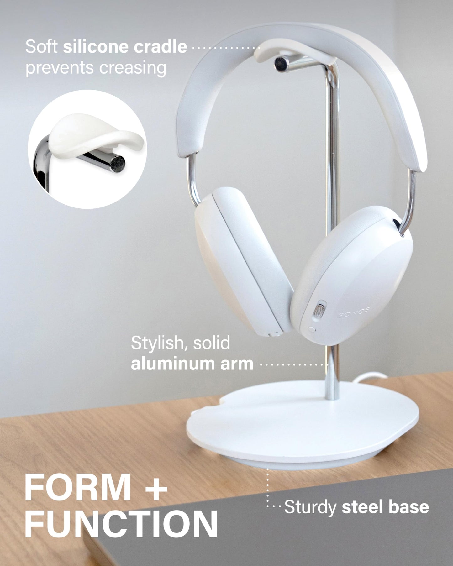 Sanus Sonos Ace Headphones Stand - Premium Stand w/Silicone Cradle Prevents Creasing & Built-in Cable Management w/Magnetic Clip for Fast Charging…