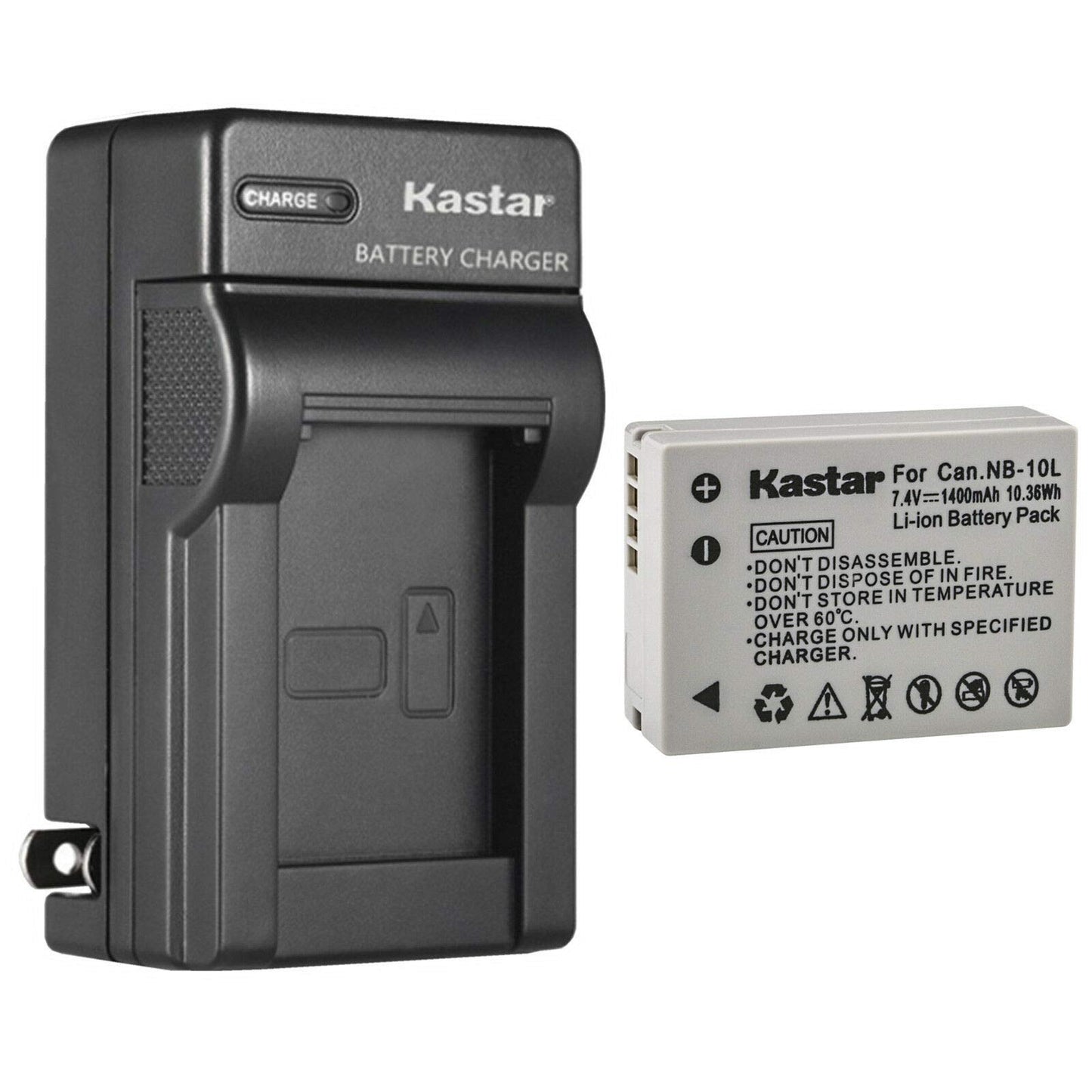 Kastar 1-Pack Battery and AC Wall Charger Replacement for Canon NB-10L NB10L, NB-10LH NB10LH Battery, Canon CB-2LC Charger, Canon PowerShot SX40 HS