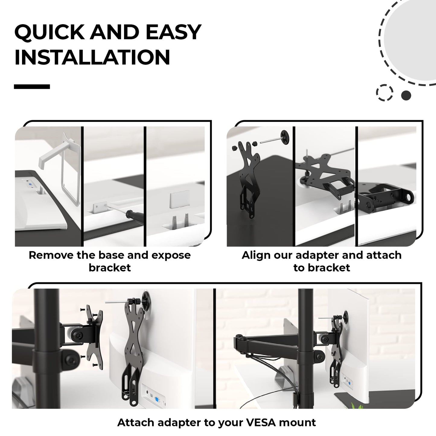 HumanCentric VESA Mount Adapter for HP Monitors 22er, 22es, 22f, 23er, 23es, 23f, 24ea, 24ec, 24er, 24es, 24f, 24fw, 25er, 25es, 25f, 27er, 27ea
