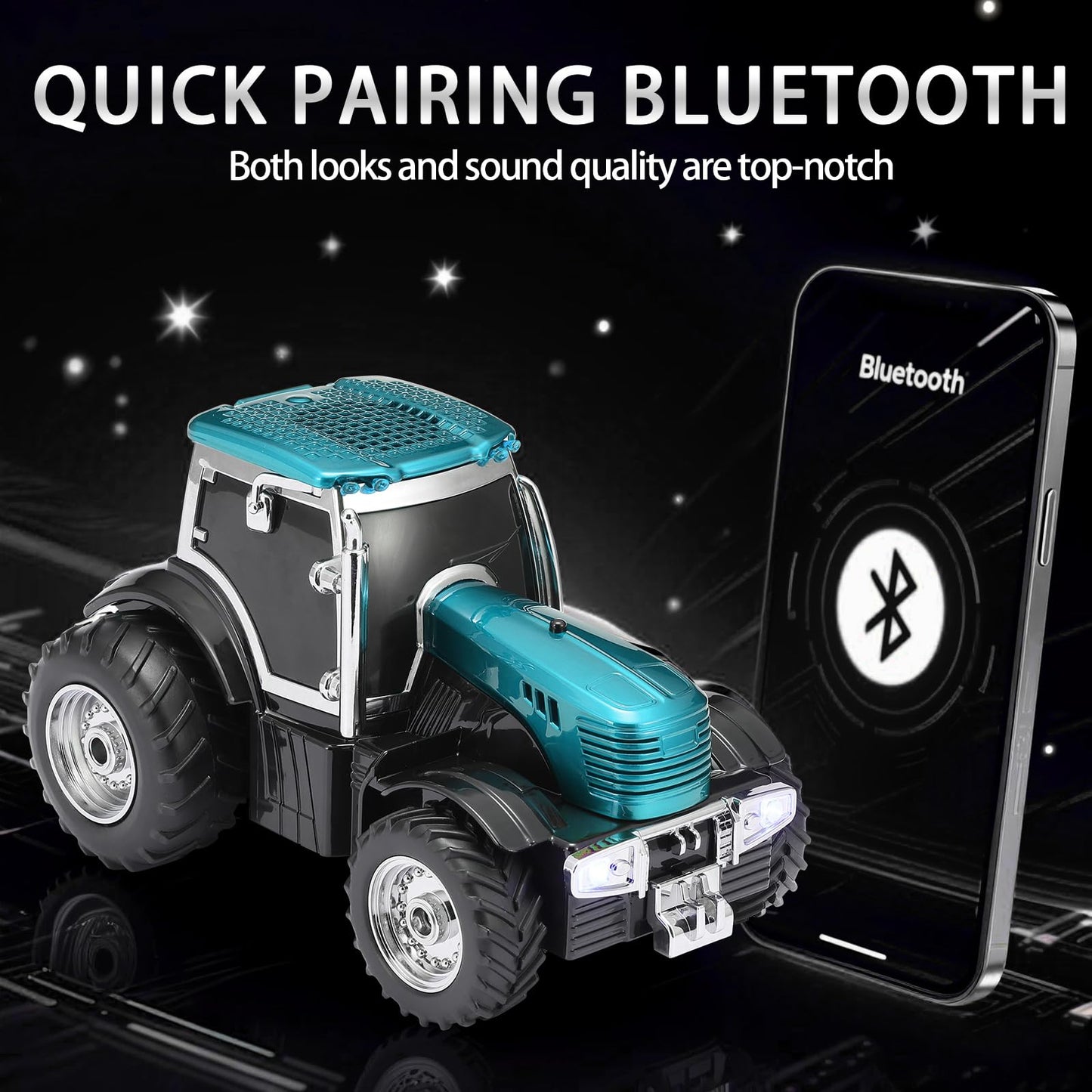 WSTER WS-560 Modern Tractor Bluetooth Replica Speaker - Portable Wireless Speaker with HD Sound, TWS, LED Party Light, USB/TF, FM, Built-in