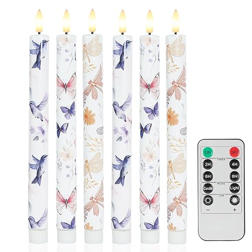 MAITREYA Flameless Taper Candles Dragonfly Butterfly Hummingbird Decor Candle Battery Operated Led Candlesticks for Wedding Party Home Table