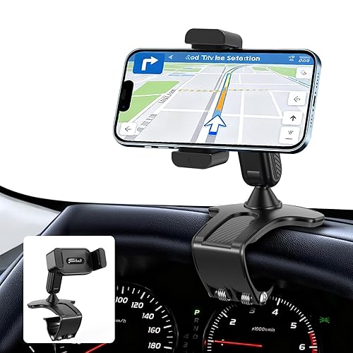 Jawhalt Universal 360 Dashboard Phone Holder, Easily Adjustable No-harm Clip Design Phone Mount for Car Compatible with All 4-7 Inch Smartphones