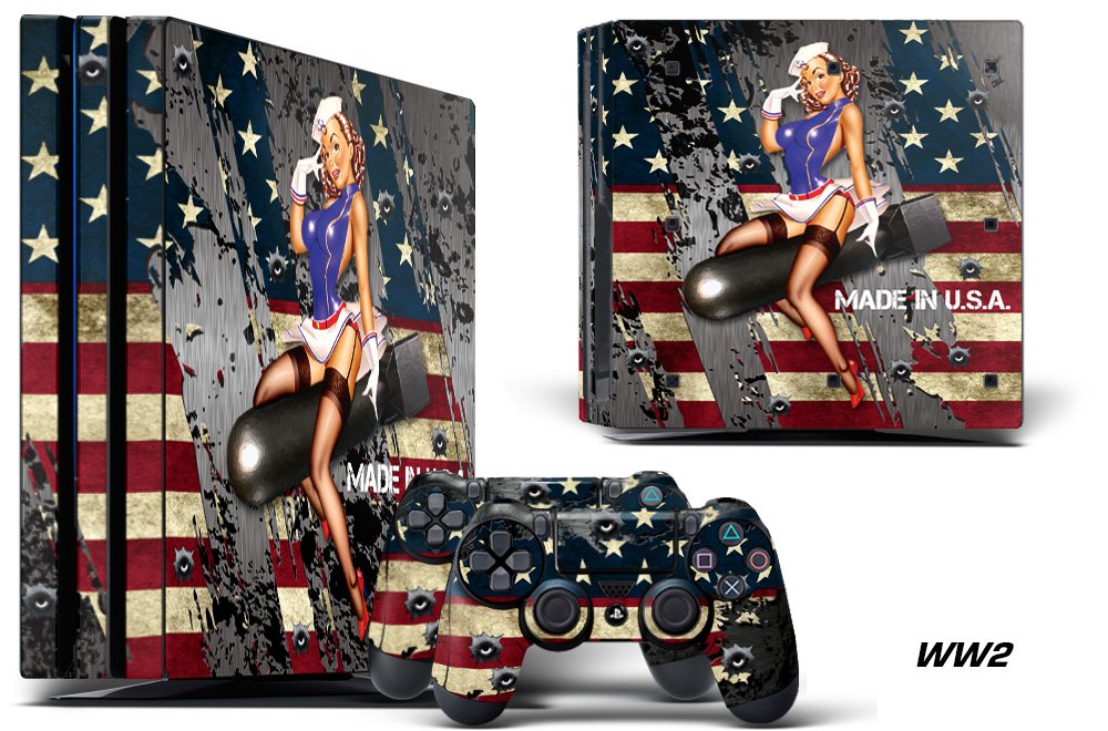 247 Skins Graphics kit Sticker Decal Compatible with PS4 PlayStation 4 PRO and Dualshock Controllers - WW2