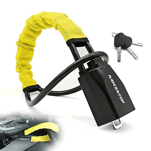 KAYCENTOP Car Steering Wheel Lock, Seat Belt Lock, Anti-Theft Device, Max 17 Inch Length, Small and Light-Weight, Multi-Functional, Fit Most Vehicle