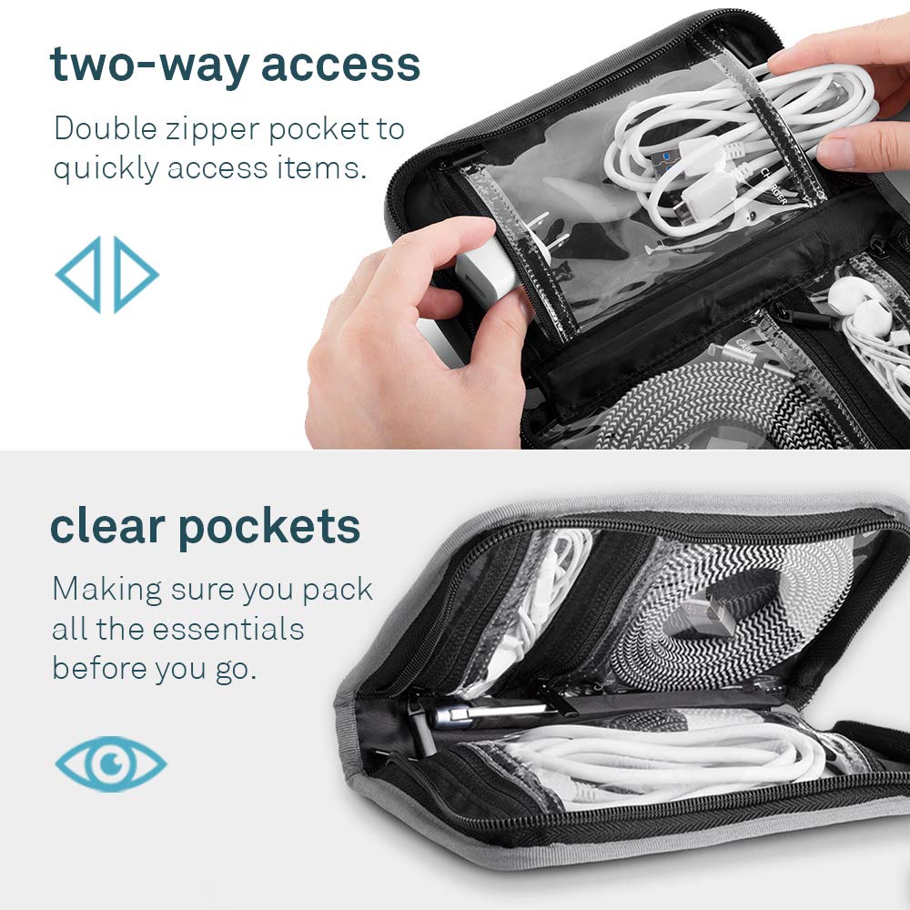 UT Wire Pocket for Everyday Personal Cable & Accessory Clear View Pockets Folder in Grey