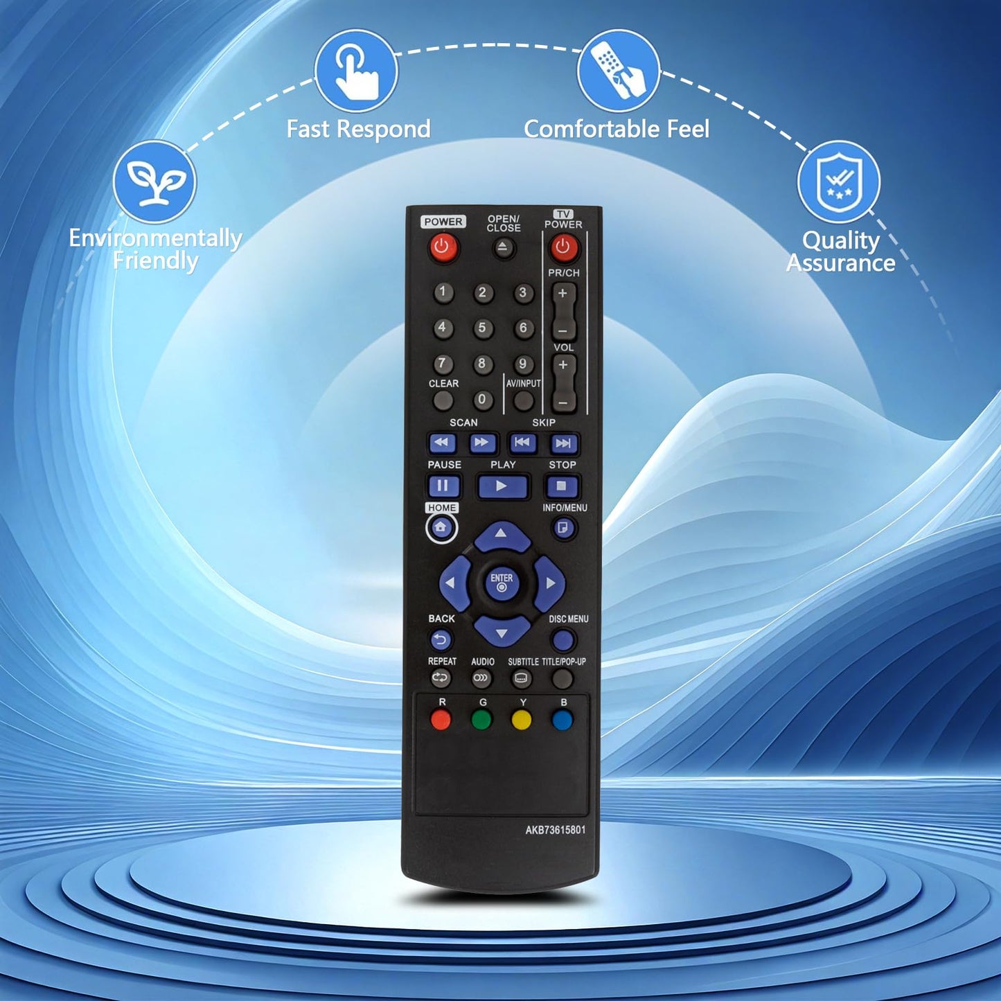 AKB73615801 Replacement Remote Control Fit for LG Blu-Ray DVD Player BP125 BD220 BD630 BP125N BP135W-N BP200 BP220 BP320 BP220N BP120 BP120N BP320N