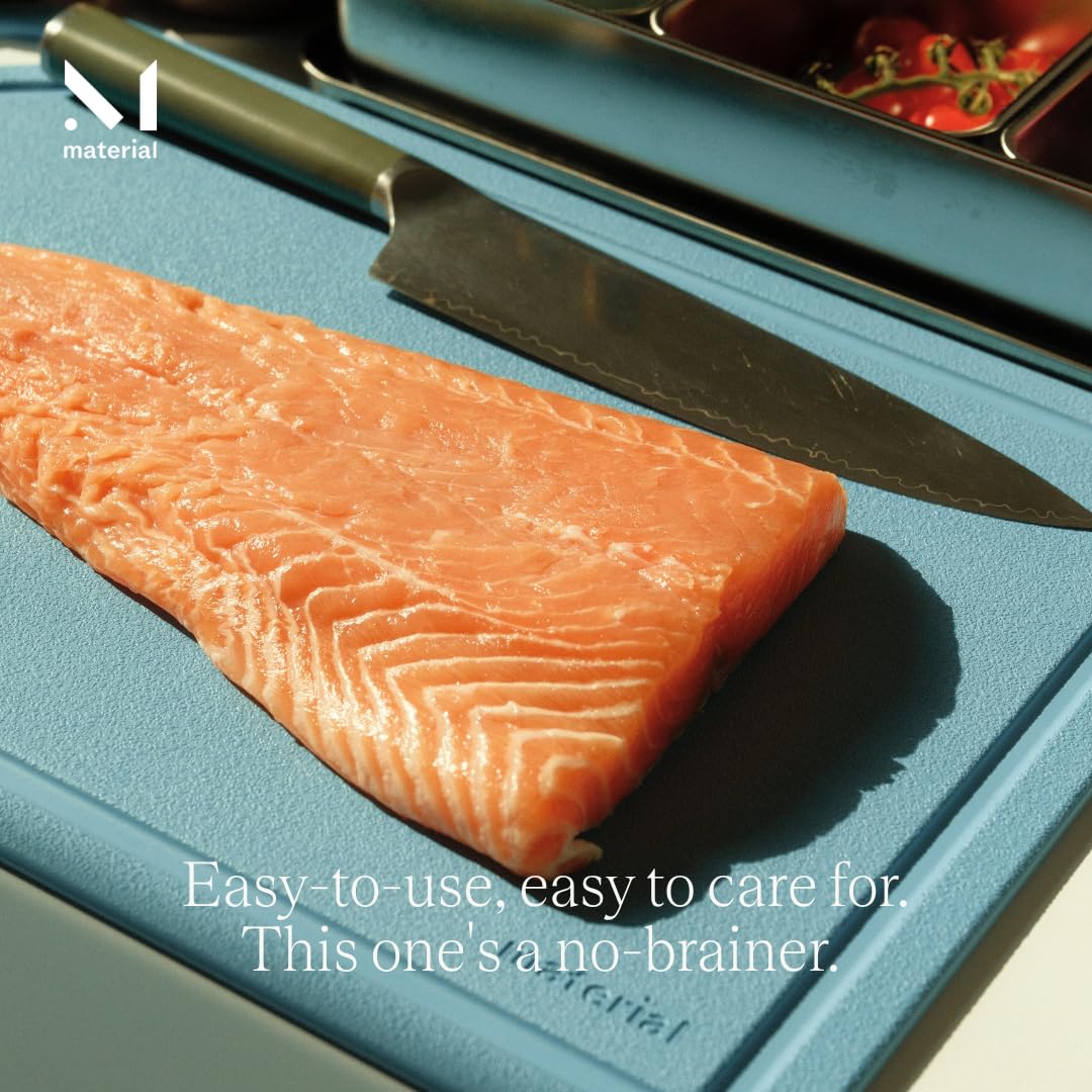 The MK Free Board - Large Plant-Based, Eco-Friendly Cutting Board, Dishwasher-Safe with Juice Groove and Free of Permanent Microplastics (Cloud)