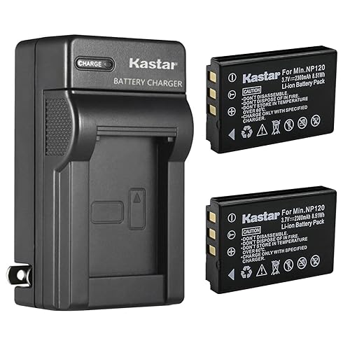 Kastar 2-Pack Battery and AC Wall Charger Replacement for Minolta NP-120 Battery, Minolta MN80NV, MN88NV, MN90NV, MN200NV, MN220NV 1080p Full HD