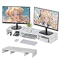 VECELO Desktop Monitor Stand, 3-Section Structure, Width 35.4 - 23.6 inches (90 - 60 cm), Adjustable, 27.6 inches (70 cm), Computer Stand, Desktop