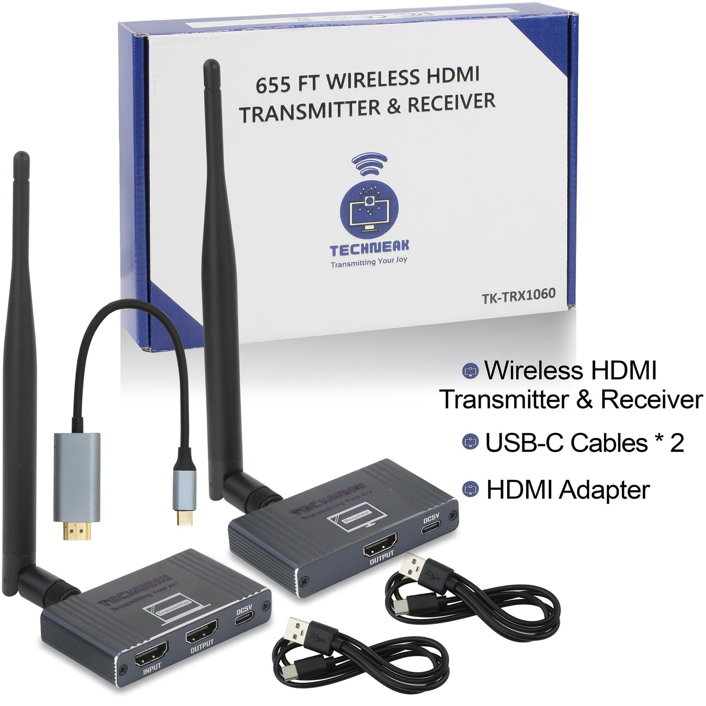 Wireless HDMI Transmitter and Receiver 655ft/200m 4K Decode 1080P/60HZ - 2.4G/5G Plug & Play Portable HDMI Wireless for Streaming Video and Audio