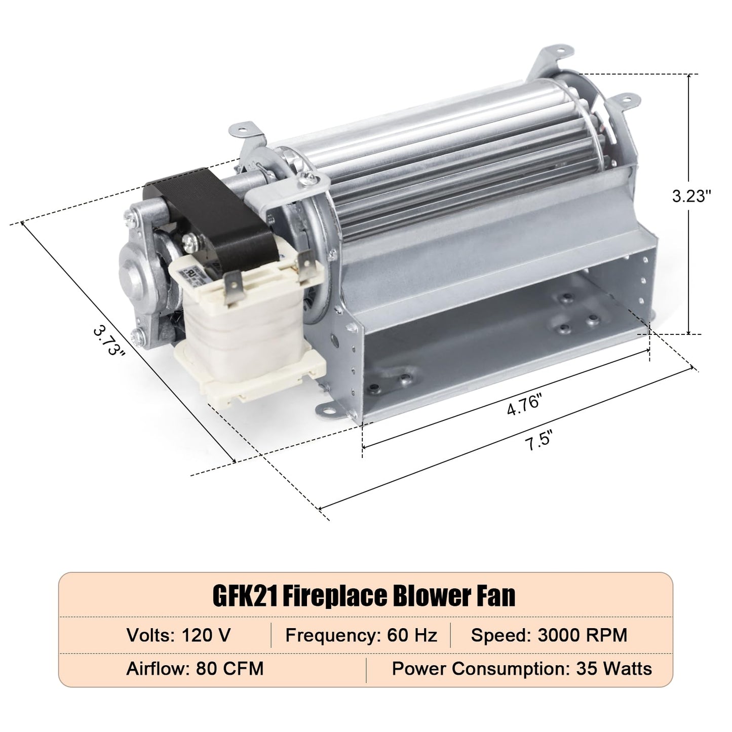 Criditpid GFK21 Blower Fan Kit for Heatilator Fireplace, FK21 GFK21A GFK21B UZY3 GA3450TA Fireplace Blower Fan Kit for Heatilator NDV3630I, GNDC30