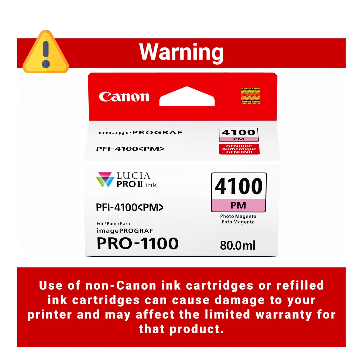 Canon PFI-4100 Genuine Photo Magenta Ink Tank, Compatible with imagePROGRAF PRO-1100 Printers