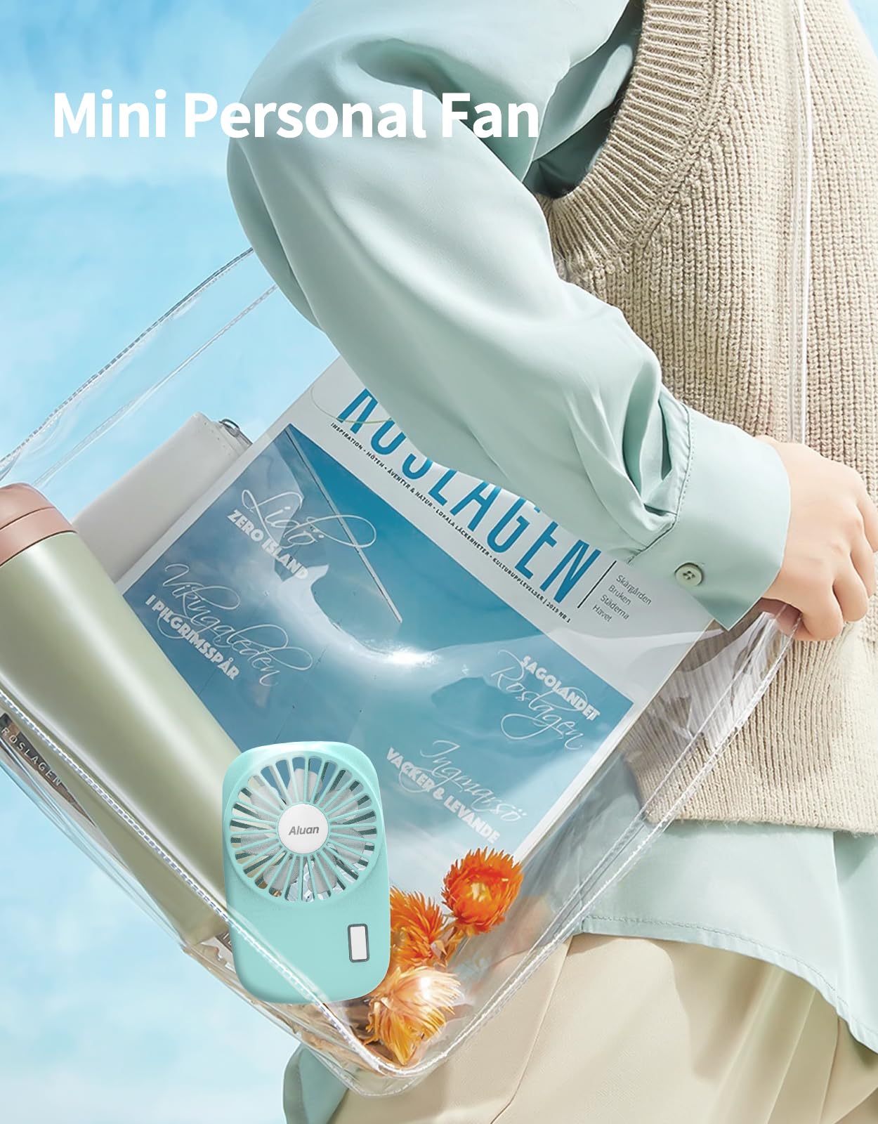 Aluan Portable Handheld Mini Fan Powerful Small Personal Rechargeable Fan