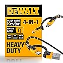 DEWALT Heavy Duty 4-in-1 Cable, Type C/MicroUSB/USB Cables for iPhone 17/16/15 iPad, USBC All in One Charging Cable, HTC, LG, Samsung Galaxy, Android