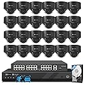 4COVR PoE 32 Channel Security Camera System AI Human Vehicle Detection, 24Pcs 5MP IK10 Vandal-Proof Dome IP Camera IP67 with Mic, 4K UHD NVR 8TB HDD