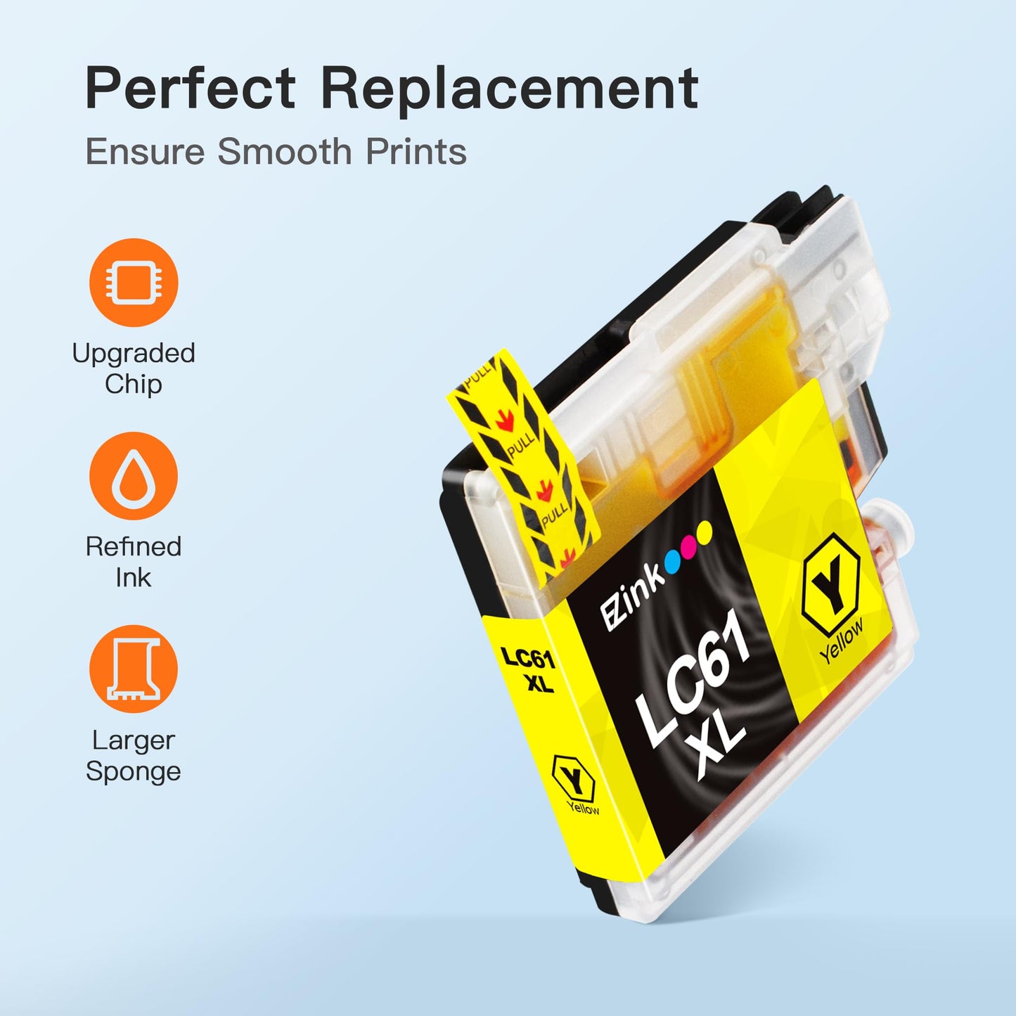 E-Z Ink Compatible Ink Cartridges Replacement for Brother LC61 LC65 LC-61 LC61BK LC61C LC61M LC61Y to use with MFC-490CW MFC-495CW MFC-6490CW