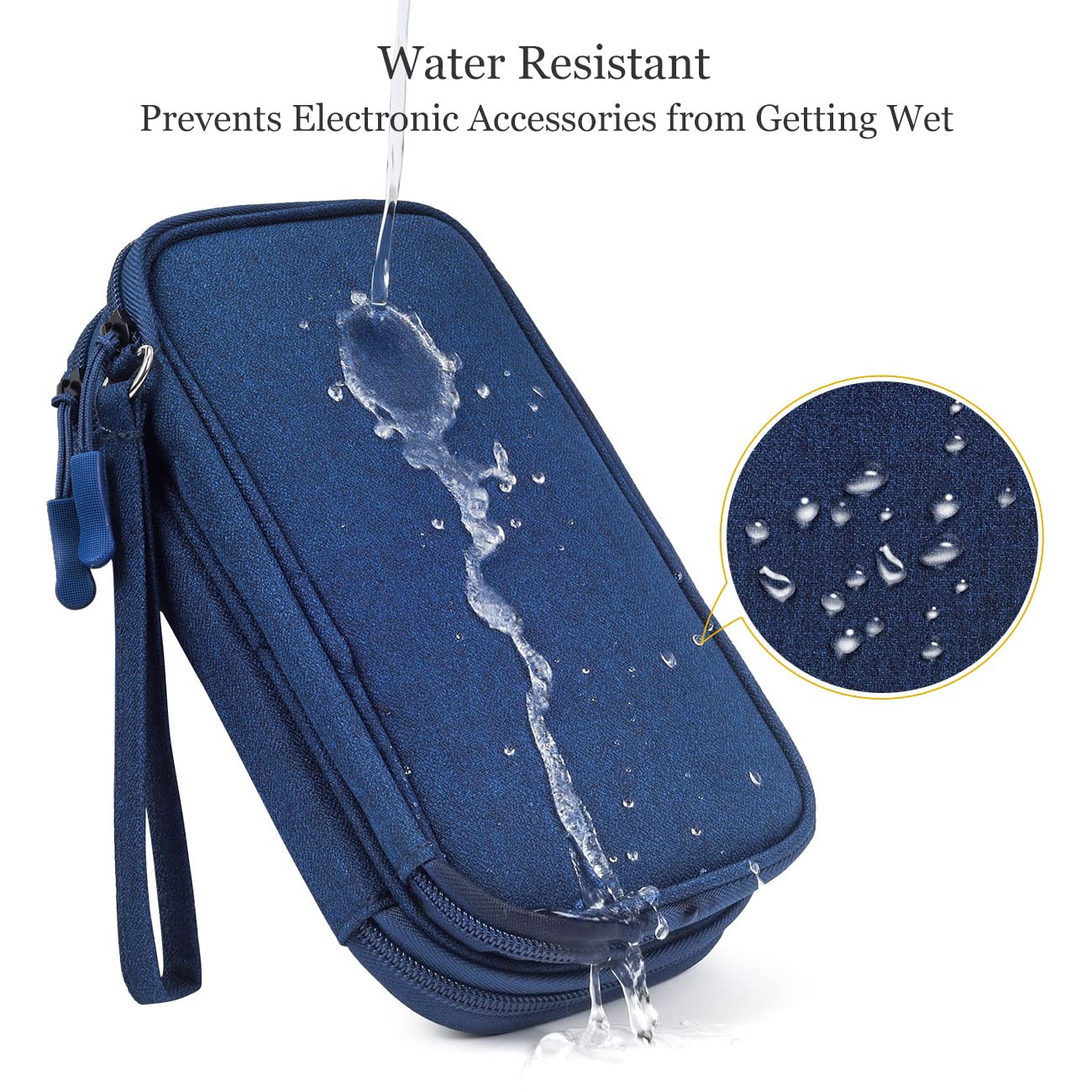 Dealcase Universal Electronics Accessories Case, Waterproof Portable Cable Organizer Bag, Multifunctional Travel Digital Accessories Storage Bag, Navy
