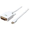 Mini DisplayPort to DVI Cable, White, 3 Feet Mini DP to DVI Cable with Gold Plated Connector, Mini DisplayPort Male (Thunderbolt Supported), DVI Male