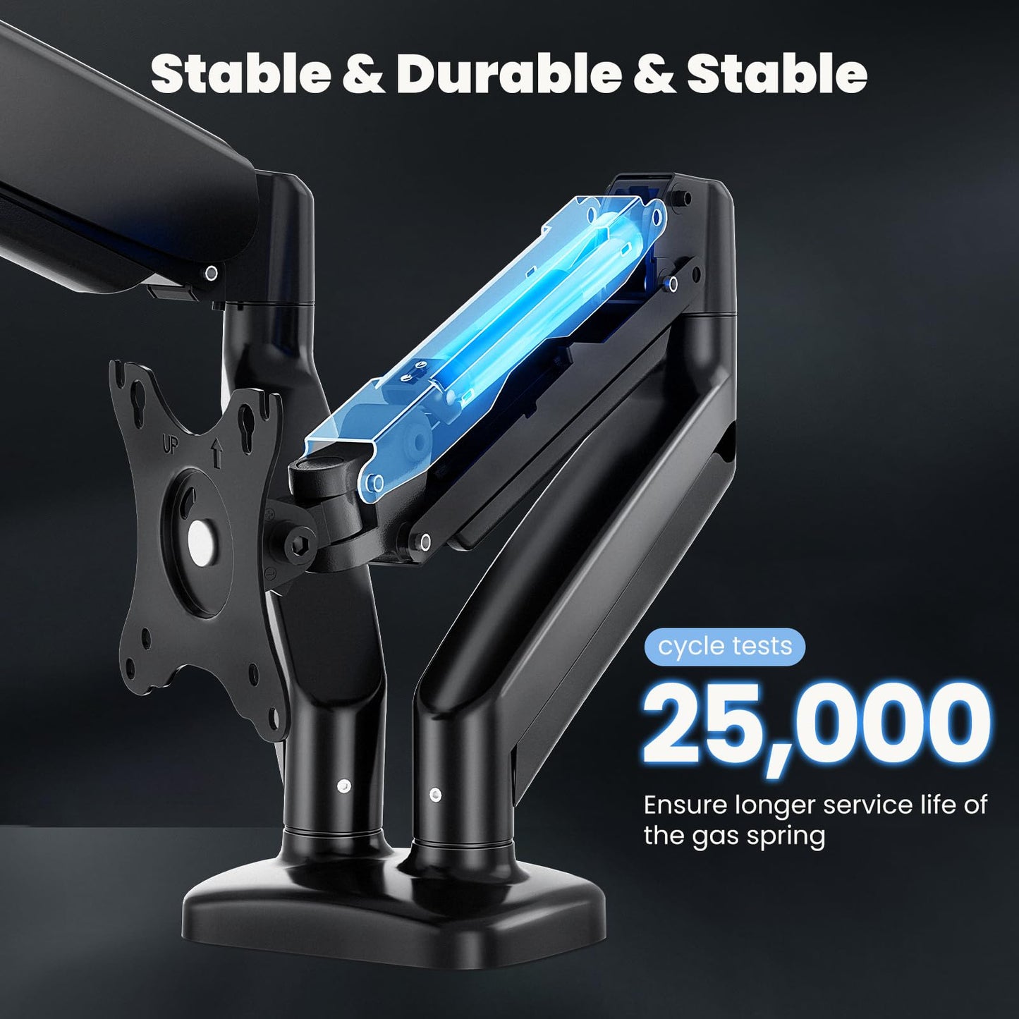 DUMOS Dual Monitor Stand for Desk, Gas Spring Monitor Arm for 2 Monitors Max 32 Inches, Fully Adjustable Double Monitor Mount, VESA Mount