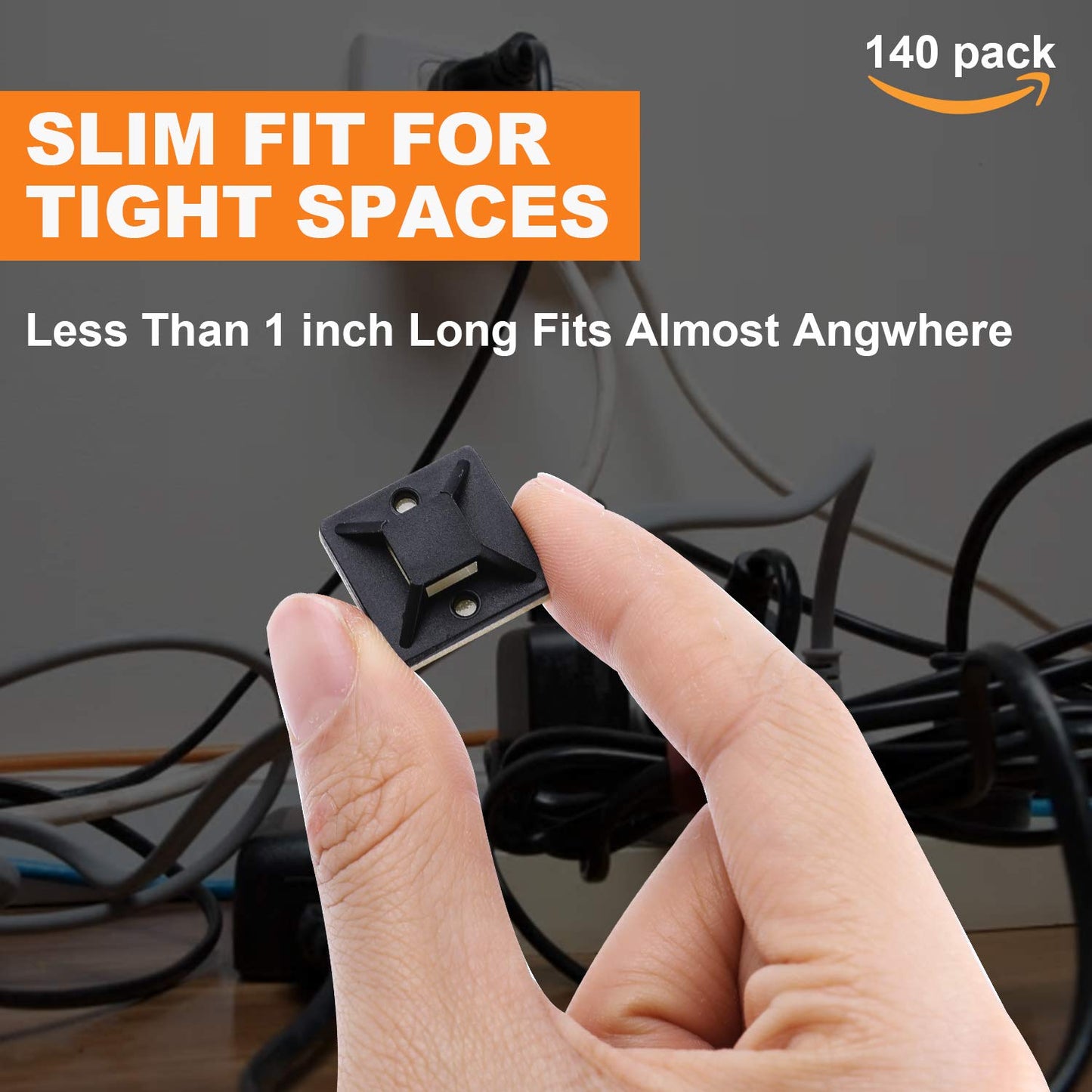 140 Pack 3/4" Zip Tie Adhesive Mounts Self Adhesive Cable Base Holders with Multi-Purpose Tie wire clips with screw hole,Anchor stick on wire