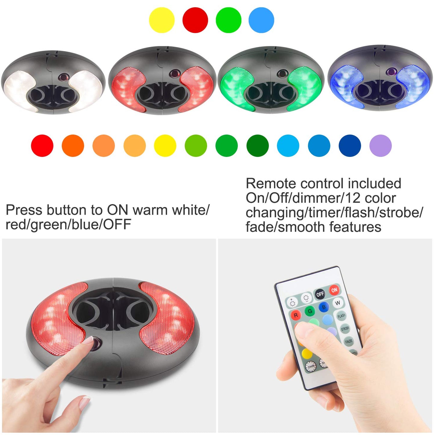BIGMONAT Battery Operated Hanging Lights Outdoor Patio Umbrella Light with Remote12Colors Changing Camping Tent Light Outside Brightness Dimmable