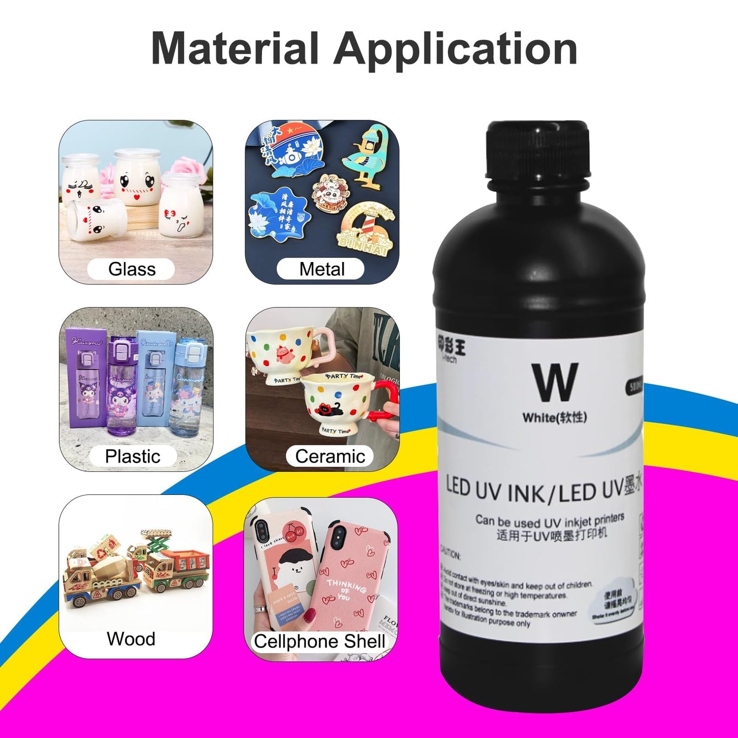 Ovsuqu UV Ink UV Printer LED Ink LED UV Ink for DX4 DX5 DX6 DX7 DX10 TX800 XP600 Printhead for Ep 1390 L800 L1800 L805 R1800 R1900 UV Modified Printer