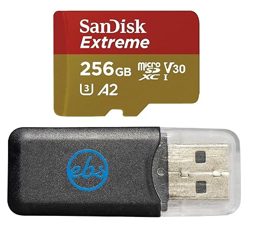 SanDisk Extreme MicroSDXC U3 V30 A2 256GB Memory Card Works with GoPro Action Camera Hero 12 Black (SDSQXAV-256G-GN6MN) Bundle with (1) Everything But
