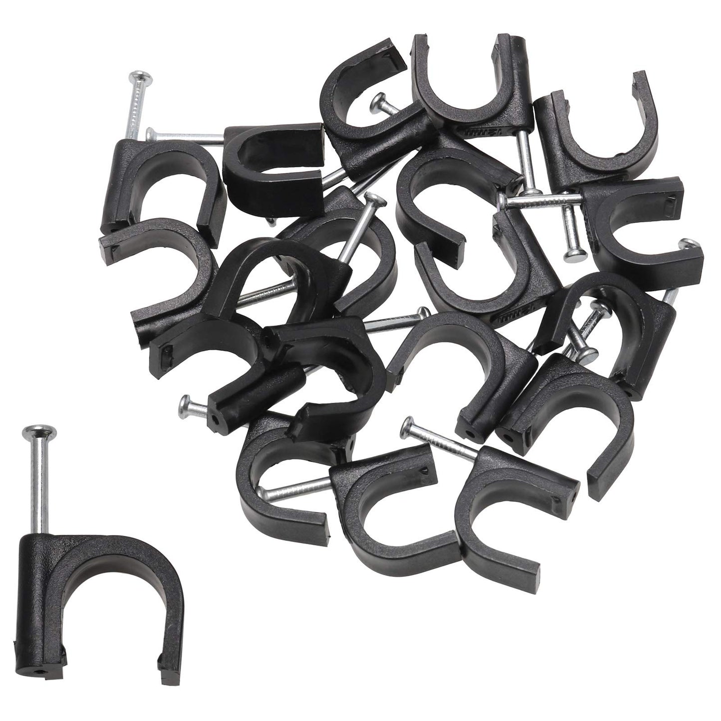 HJ Garden 50pcs Half Clamp J-Hook with Nail For Pex Tubing Pipe Support Round Cable Fixing Tie, Black