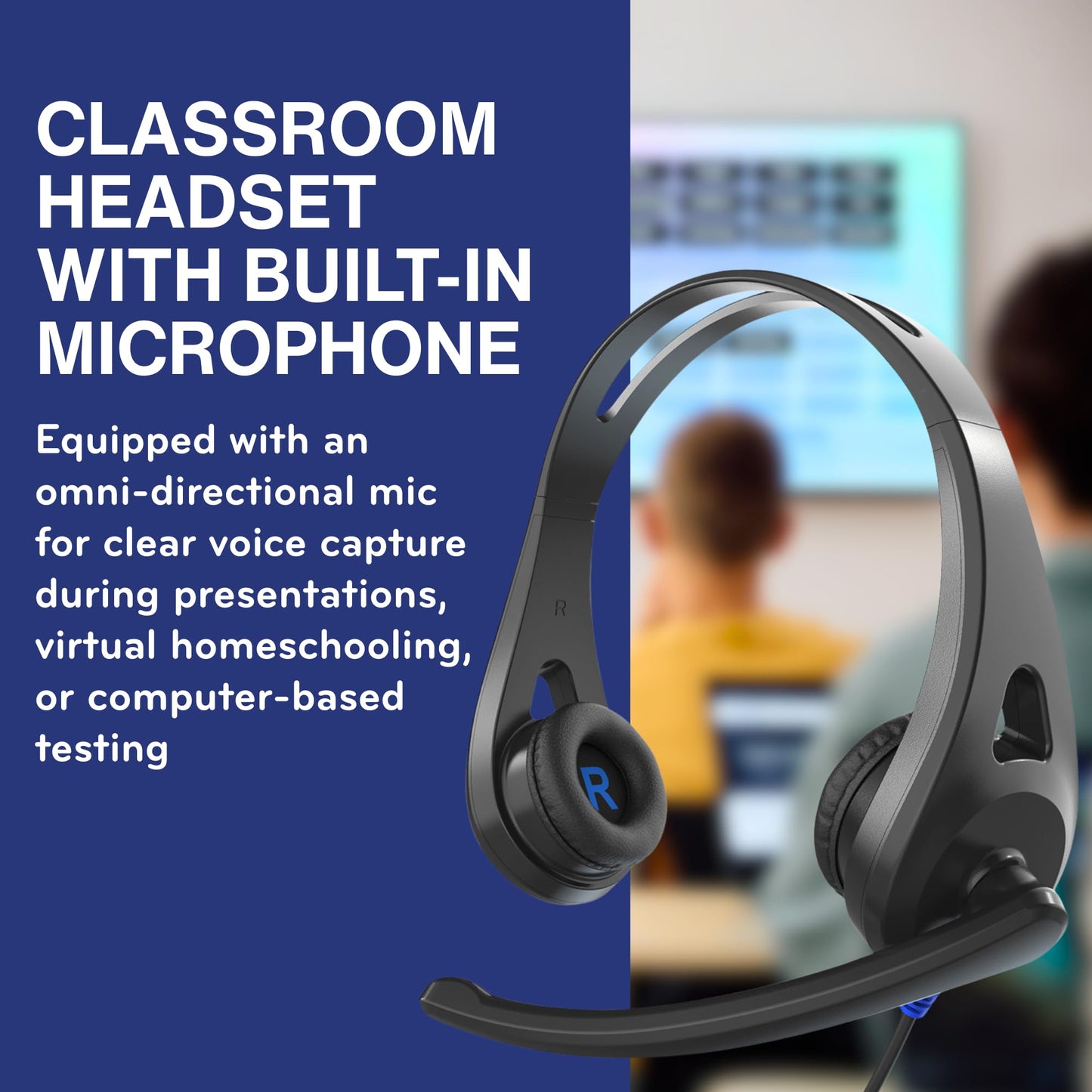 TWT Audio Classroom Headset Bulk 20 Pack - Ergo TW110 On Ear Wired Headphones with Built In Microphone for School, Students, Teachers, Durable Noise…