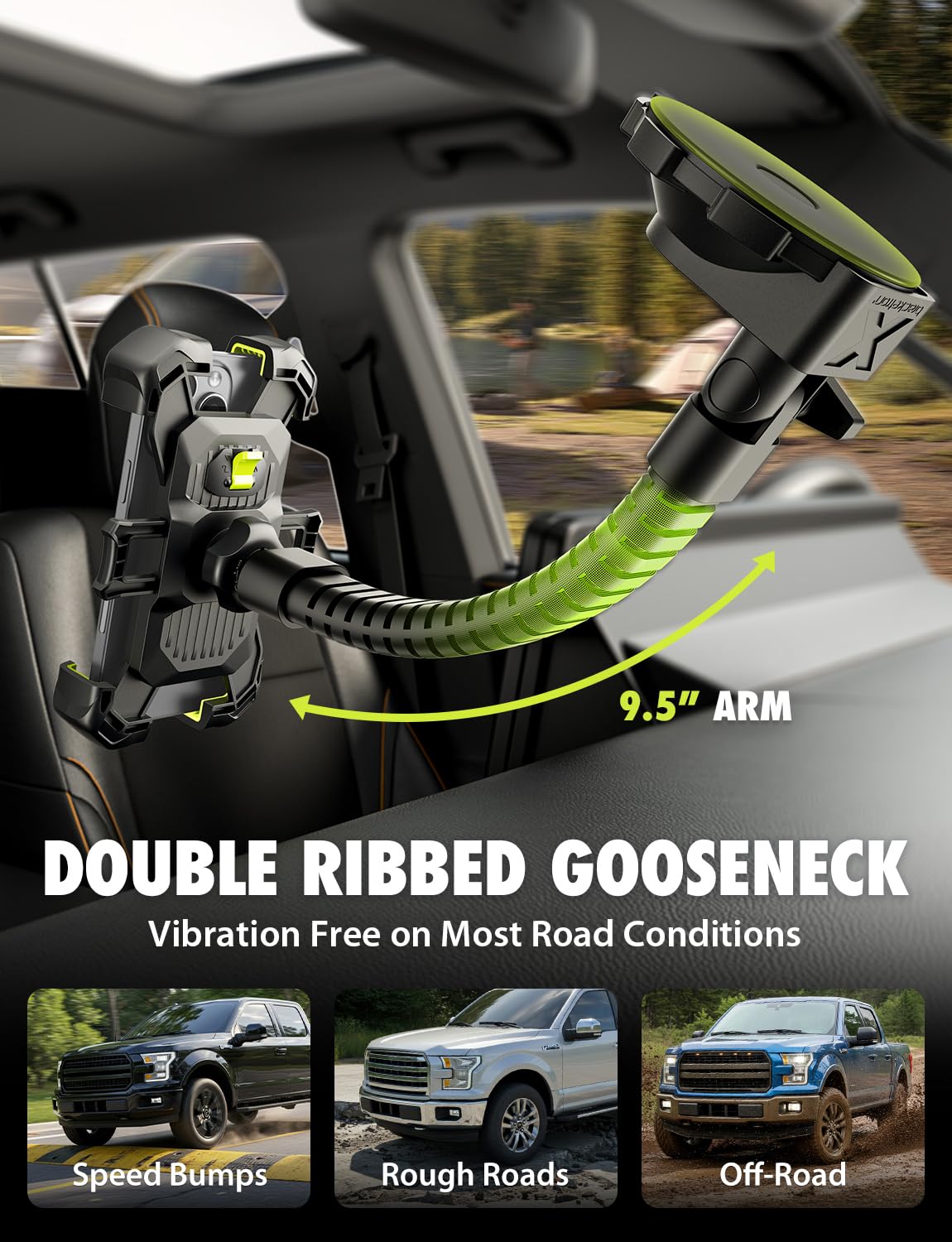 Bracketron X-Lock Heavy-Duty Car Phone Holder Mount for Truck - Phone Holders for Your Car with 4-Point XGrip Security for Windshield & Dash